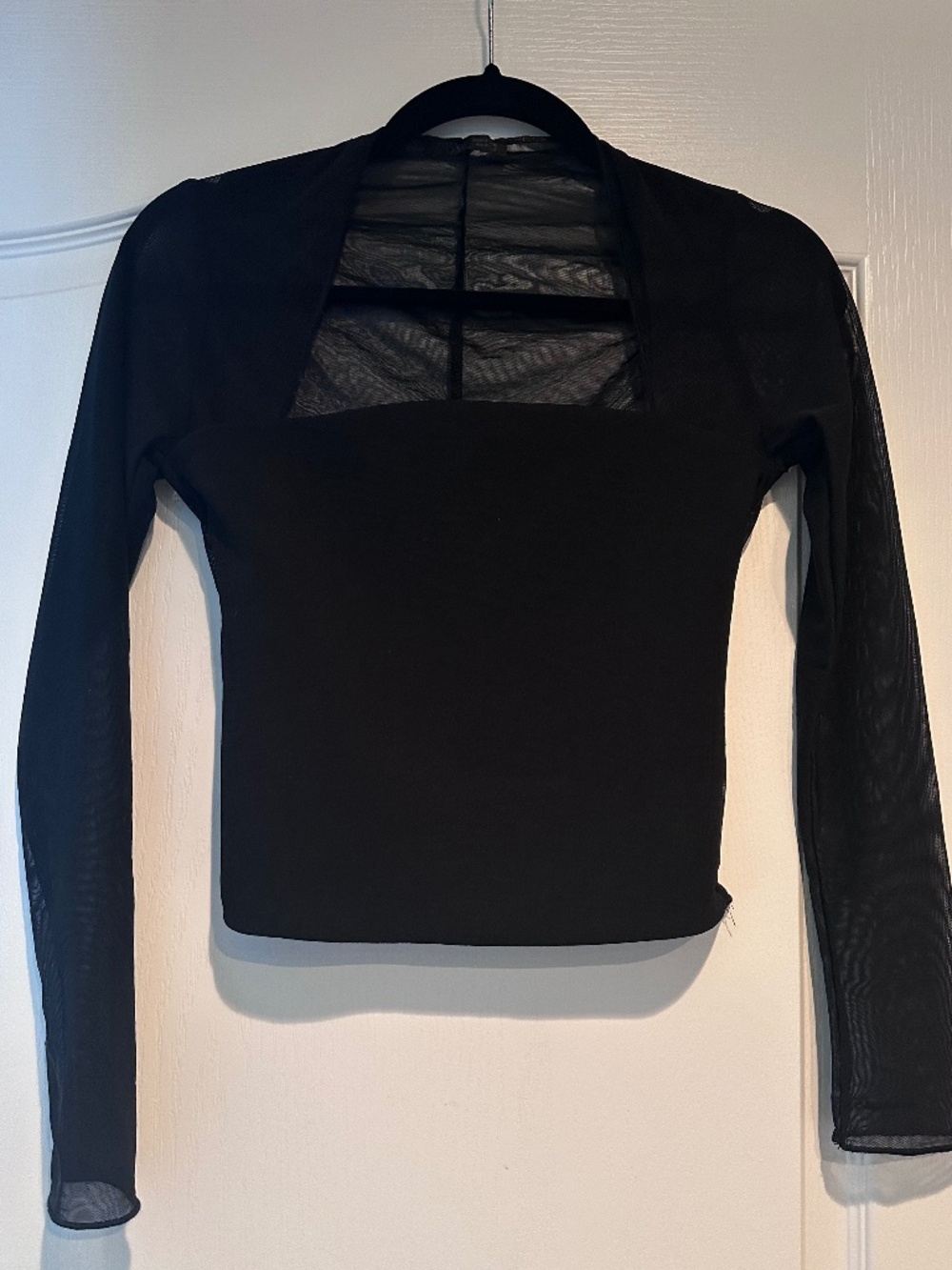Zara Square Neck Mesh Crop Top